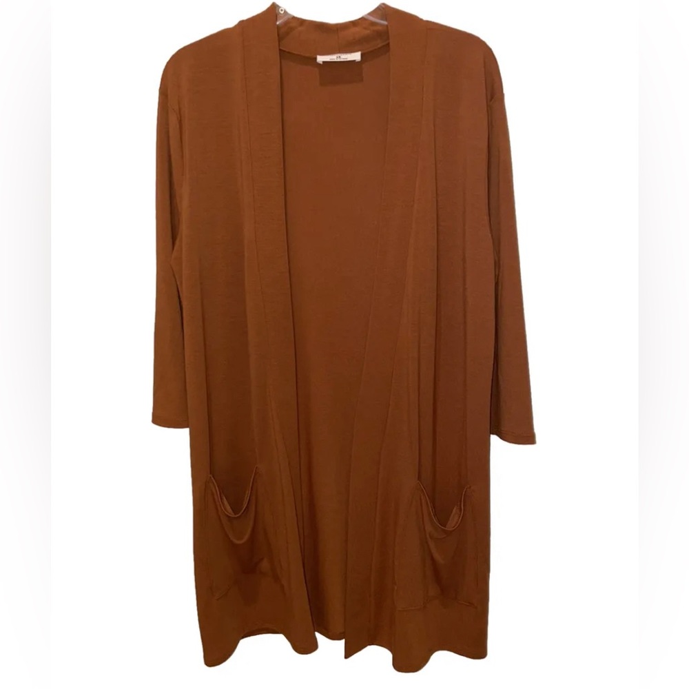 Zenana 1X Cardigan Open Front Pockets